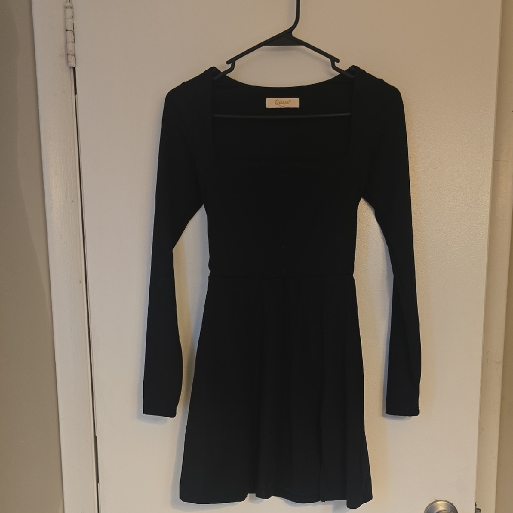 Black 3/4 Length Sleeve Christmas Dress